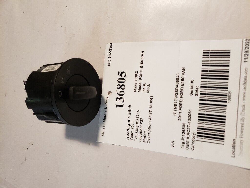 2011 FORD FORD E150 VAN: Headlight Switch AC2T-13D061